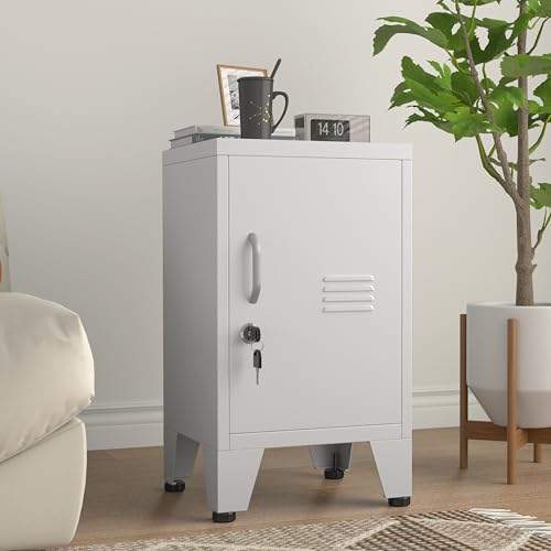 Black Metal NightStand Storage Cabinet with 1 Doors N76783