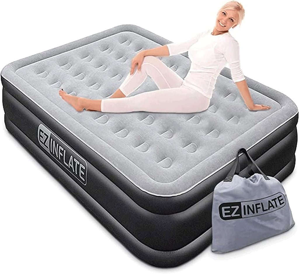 Queen Size Double-High Inflatable Air Mattress with Built in Pump U5558