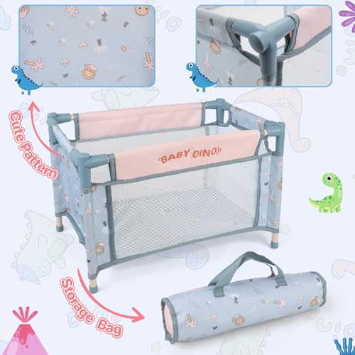 12 inch Doll Stroller Crib Bed Nursery Role Play Set with Play Mat and Travel Bag F753393