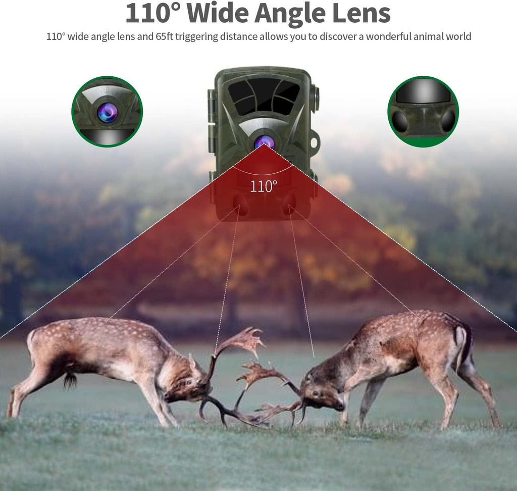 4K 32MP Trail Camera with Night Vision 65ft 110° Wide Angle W2009