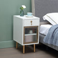 White Narrow Nightstand with Drawer I347