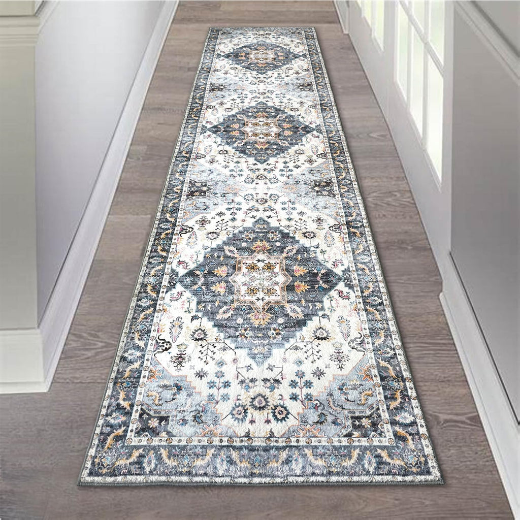 Washable Runner Rug with Rubber Backing Q8096