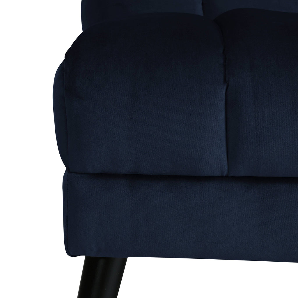 Navy Blue Velvet Armless Loveseat A677