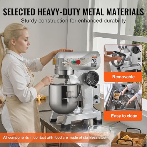 Commercial Food Mixer 10Qt Stainless Steel Bowl 450W 3 Speeds T49138