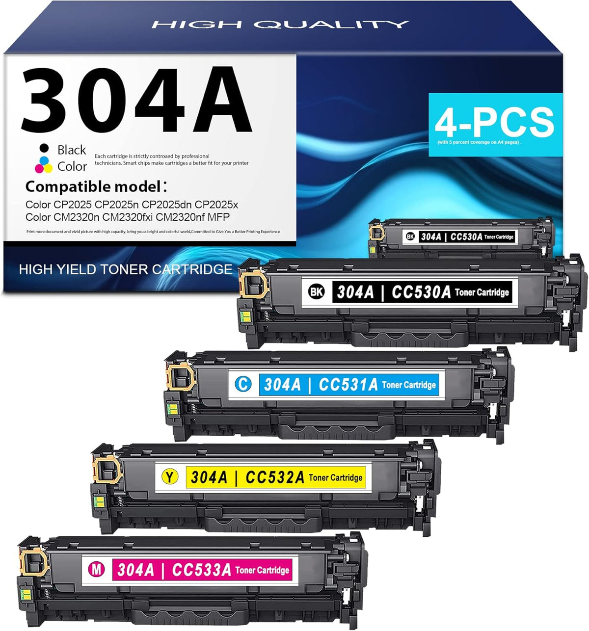 4-Pack Remanufactured Toner Cartridges Replacement (1BK+1C+1Y+1M) K911346