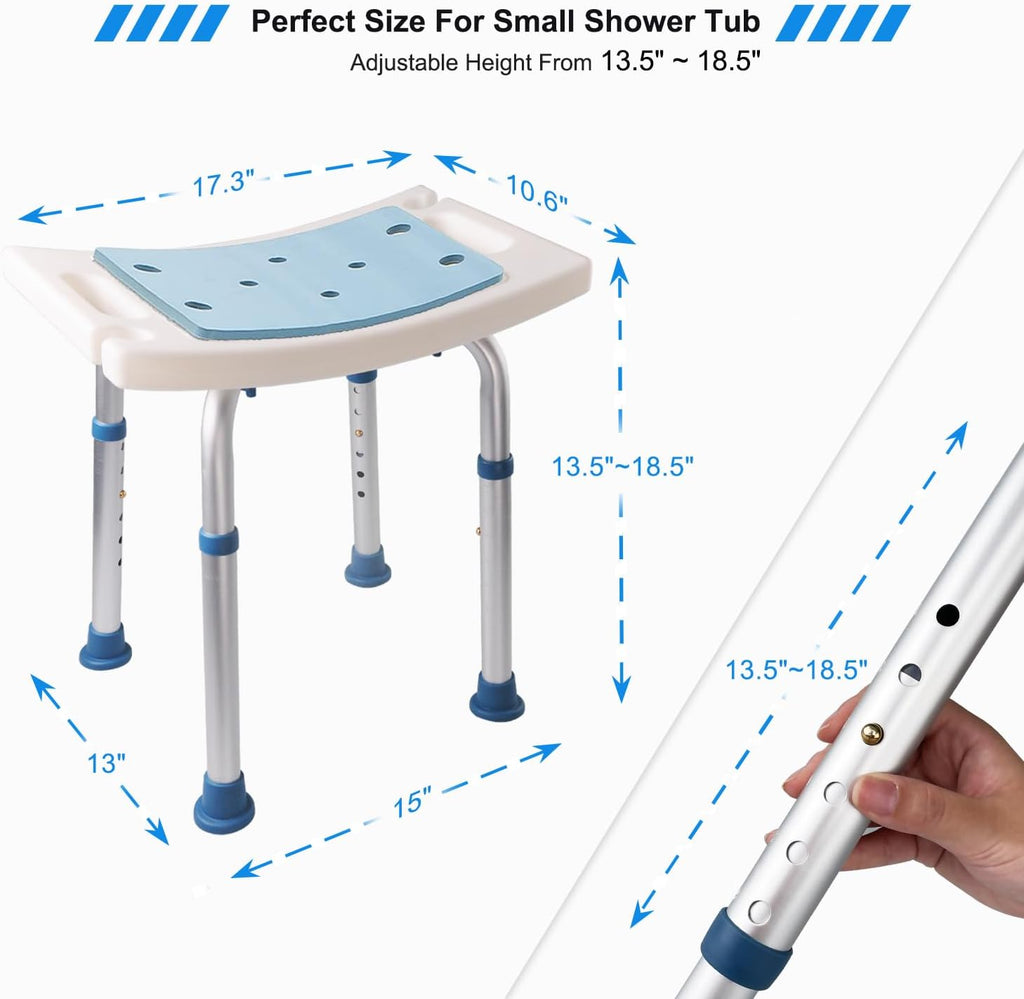 Shower Stool with Shower Head Holder, 350LBS Capacity I10165