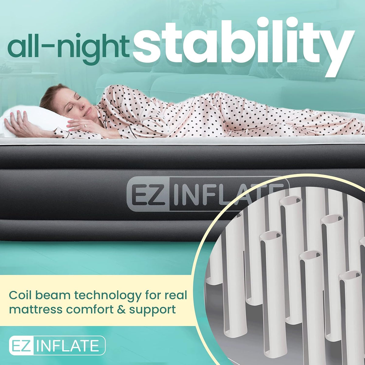 Queen Size Double-High Inflatable Air Mattress with Built in Pump U5558