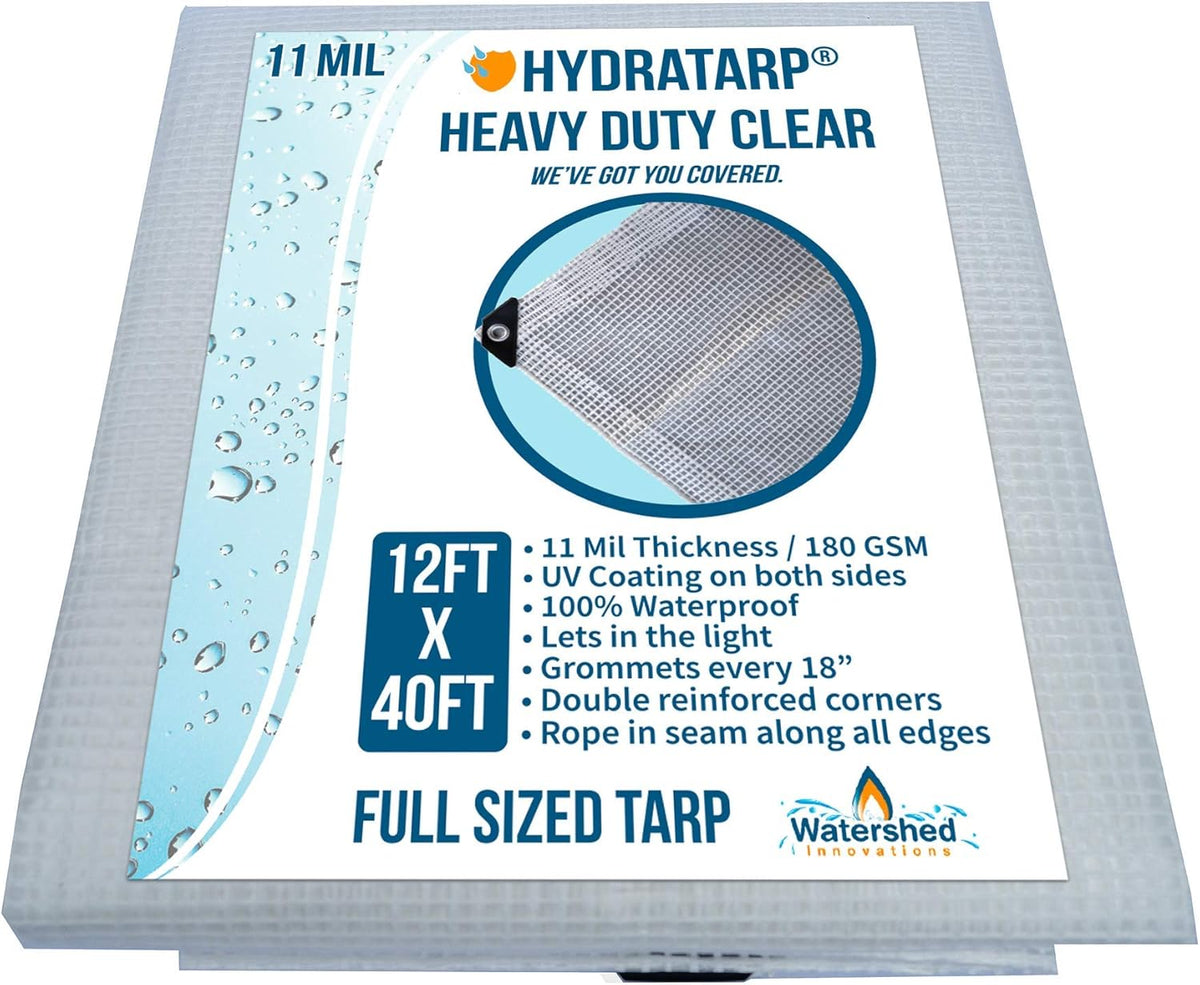 Clear 11 Mil Thick 12 by 24 Feet Tarp V303036