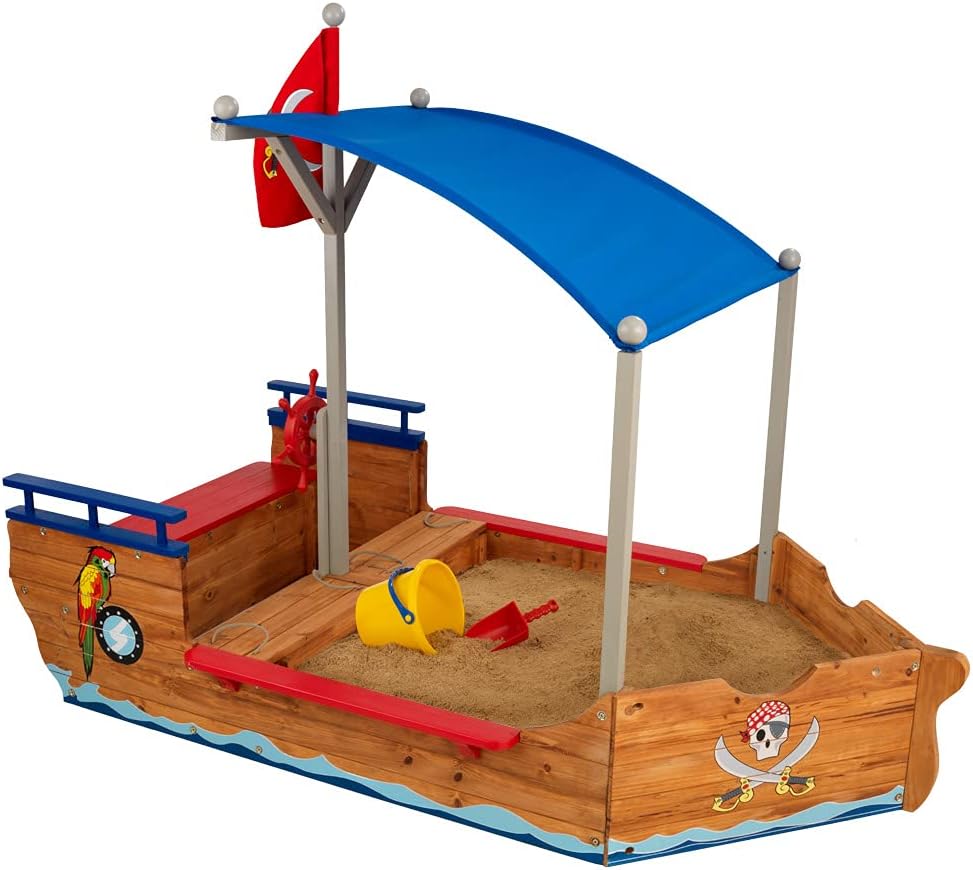 Wooden Pirate Sandbox with Canopy H97505