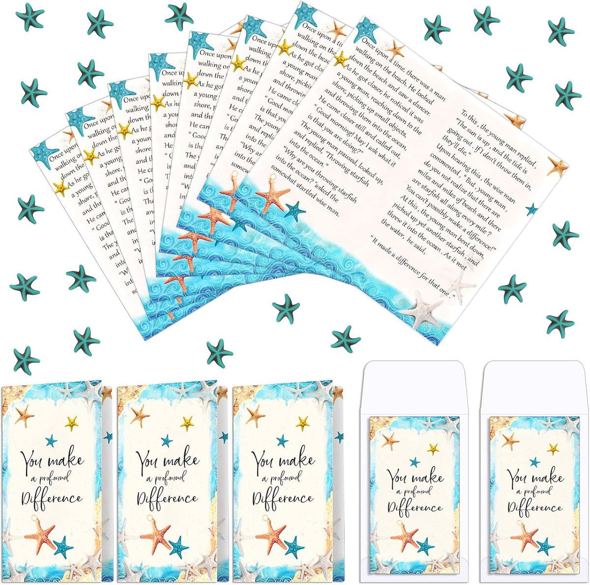 122 Pieces Starfish Notecards with Envelopes and Beads Pack of 2 S6012