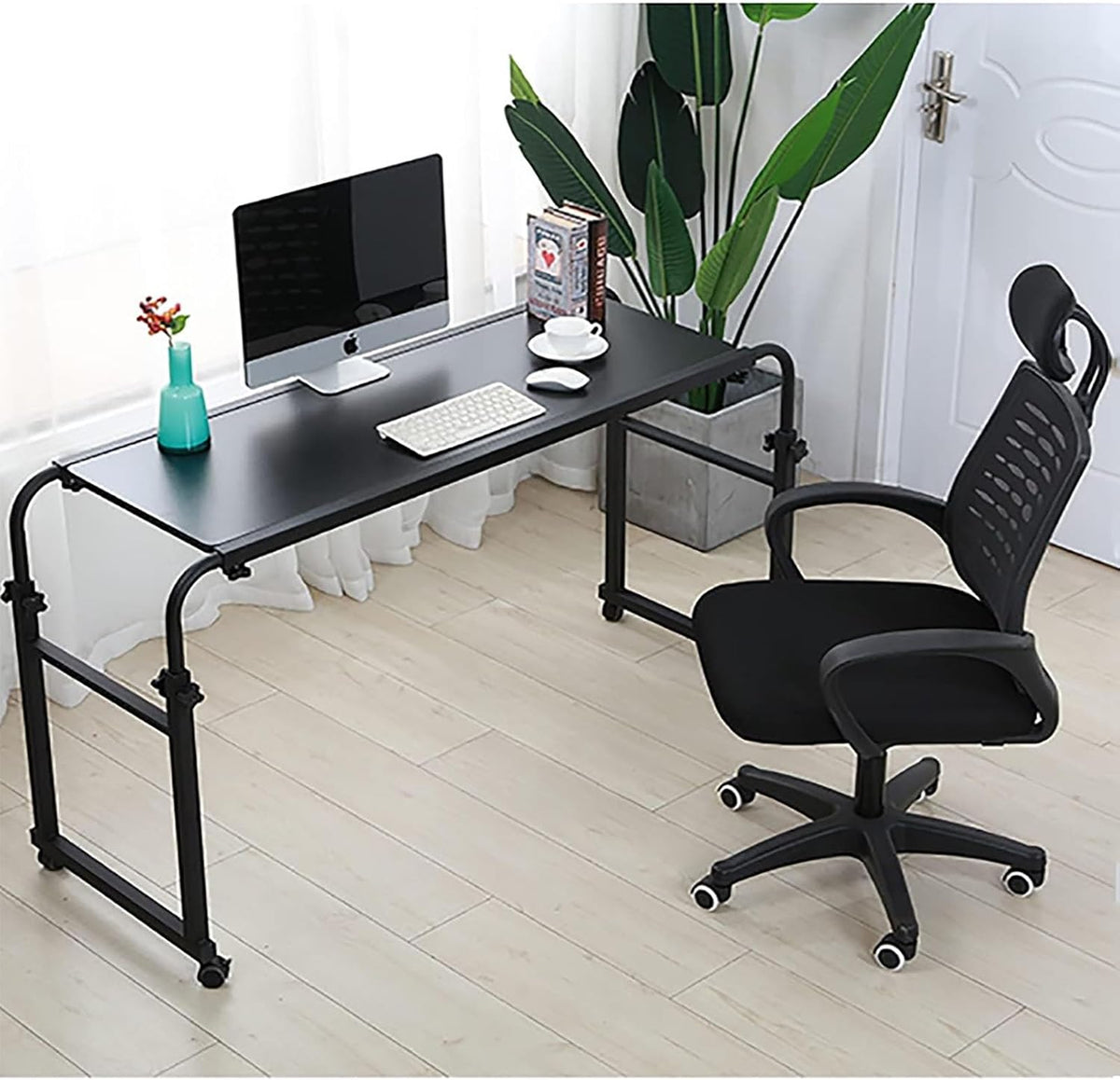Over-Bed Tables with Wheels Height and Length Adjustable Rolling Mobile Laptop Cart Desk T225