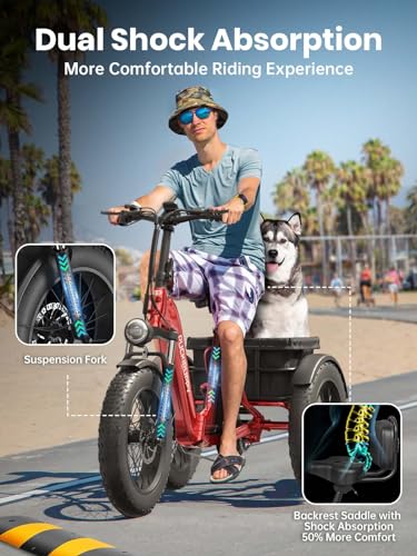 Electric Trike with 750W Motor, 48V 18AH Battery, 20" Fat Tire, Large Basket X123348