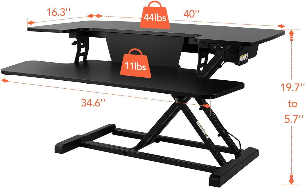 Electric Standing Desk Converter with Quick Release Keyboard Tray O33864