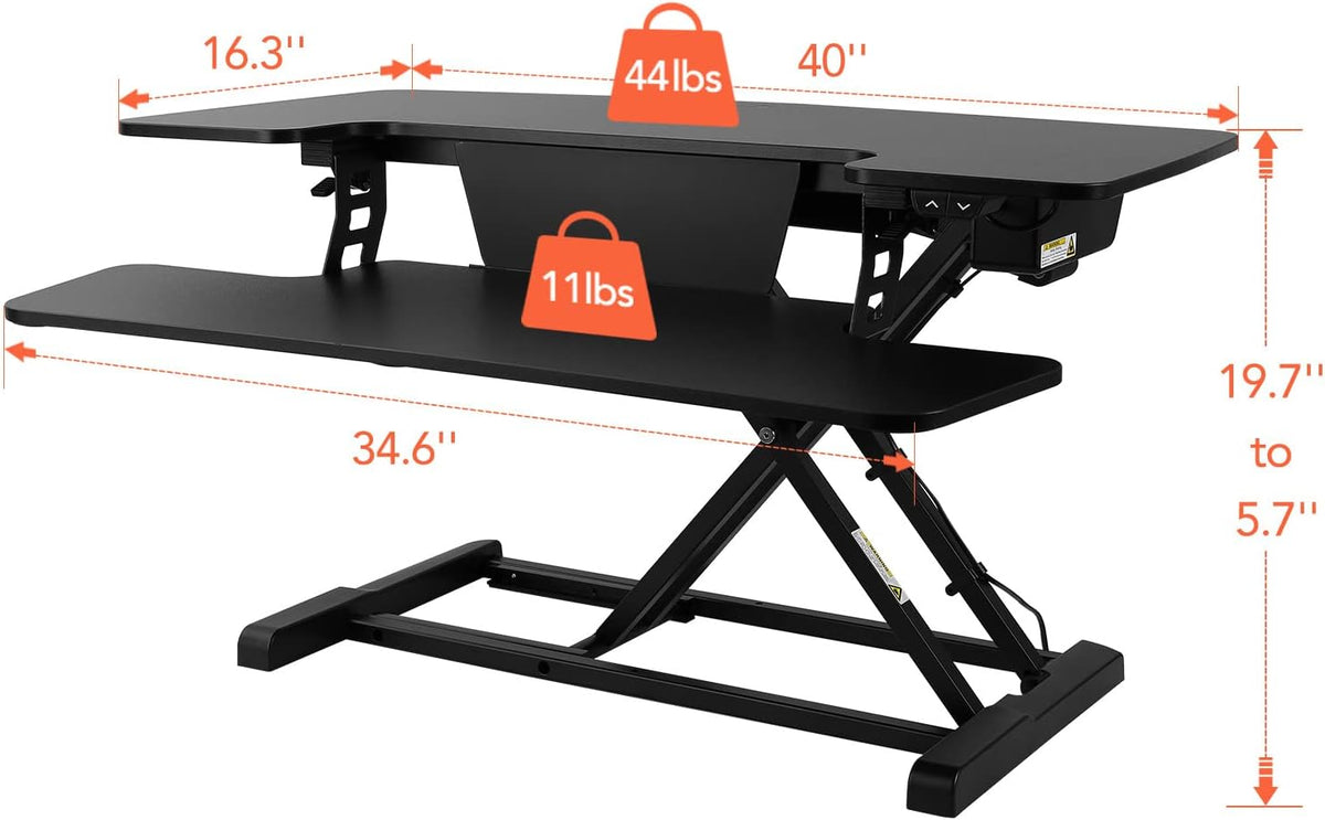 Electric Standing Desk Converter with Quick Release Keyboard Tray O33864