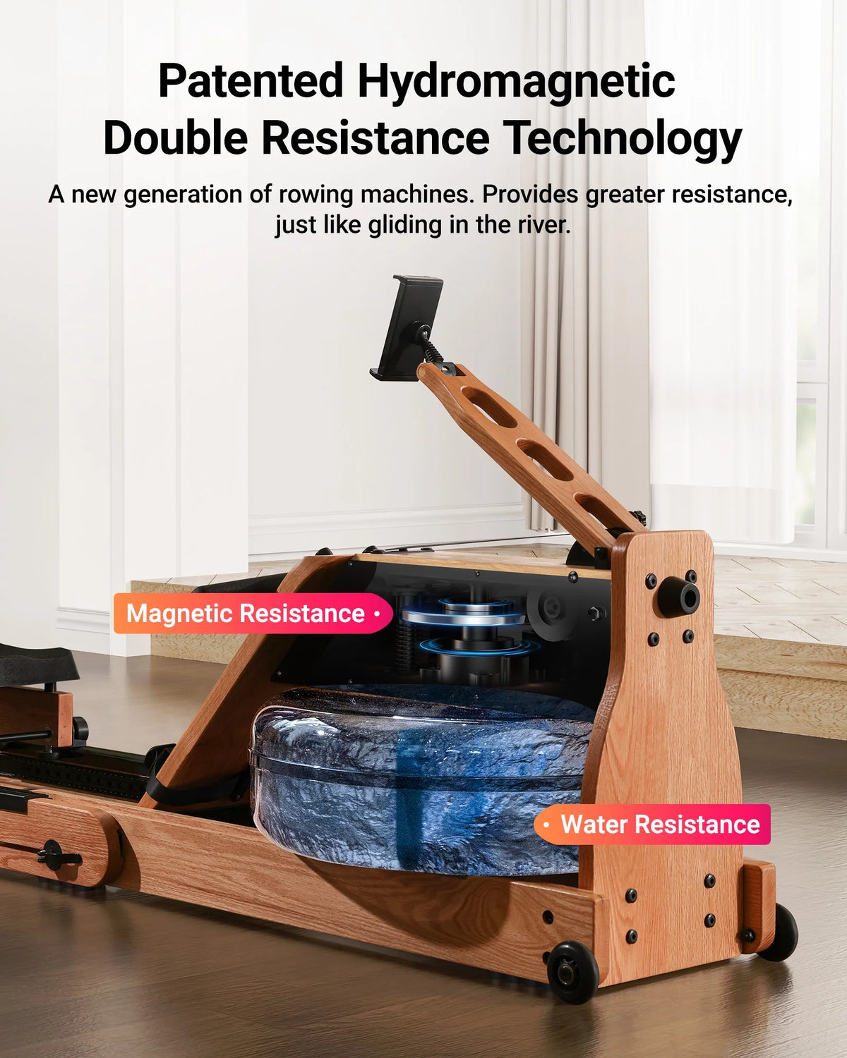 Foldable Solid Wood Rowing Machine C501