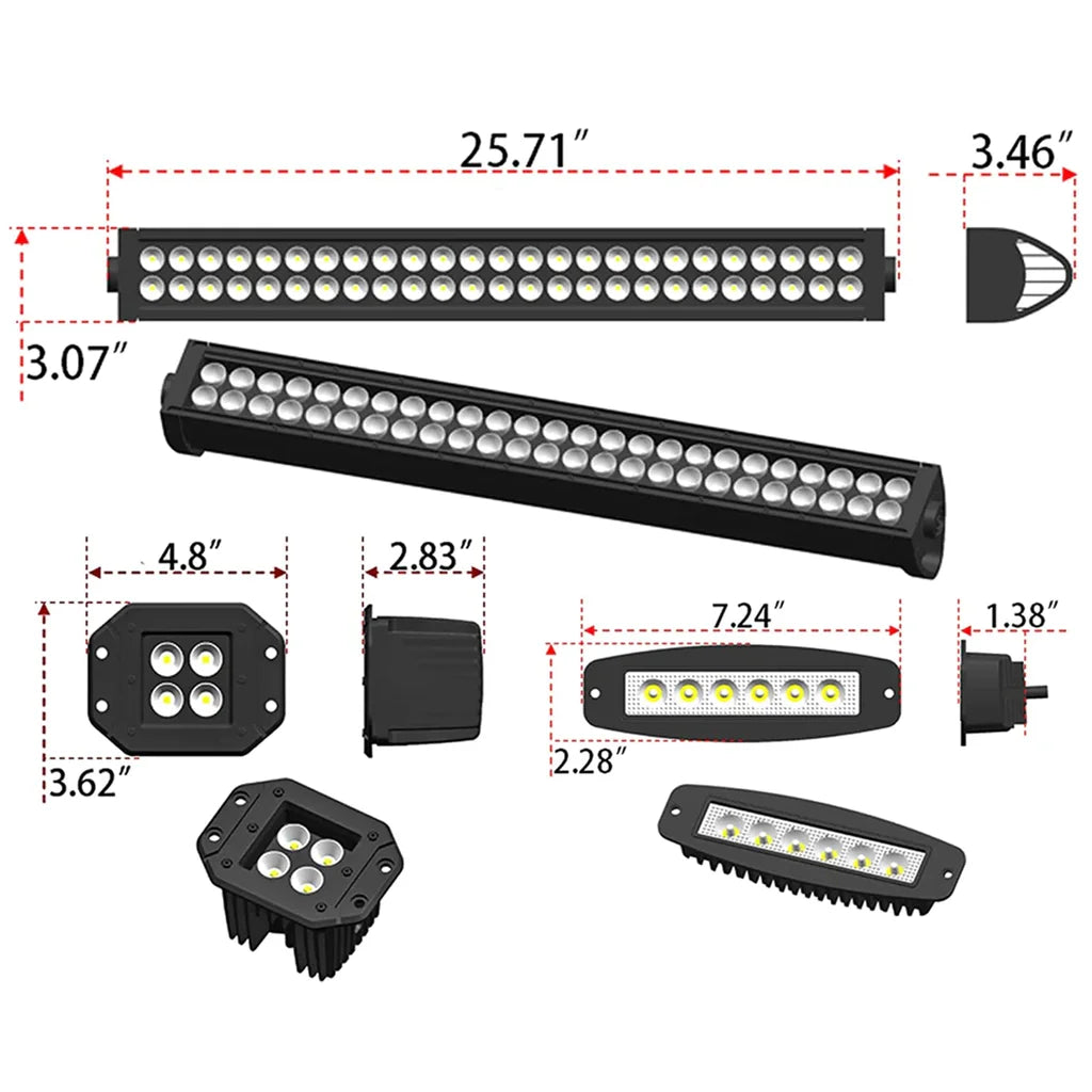 Front & Rear Bumper Combos with Winch Plate LED Work Lights Q376