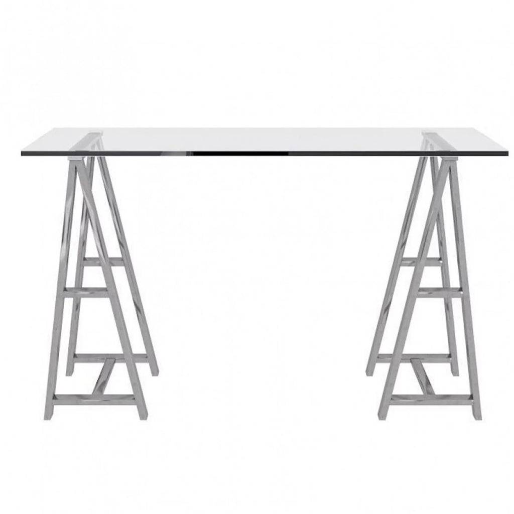 59 Inch Glass Top Steel Office Desk G695