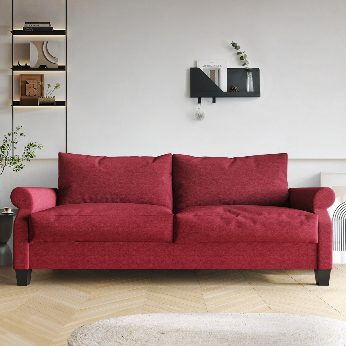 Classic Linen Upholstered Sofa Dark Grey J4861
