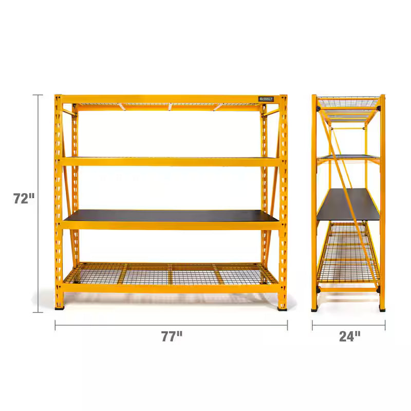 Yellow 4-Tier Steel Storage Shelving Unit Q2550