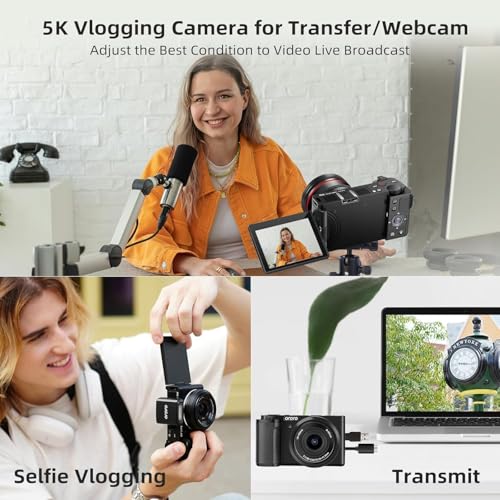 Mirrorless Camera with 16-80 mm 5X Optical Zoom Lens, 3.2 Inch Flip Screen, 4K 30fps Video Camera I15500