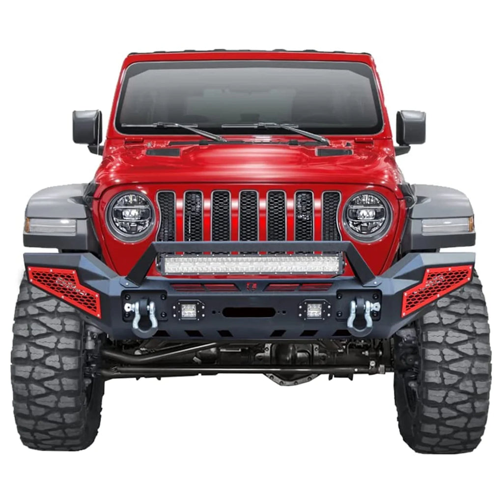 Front & Rear Bumper Combos with Winch Plate LED Work Lights Q376
