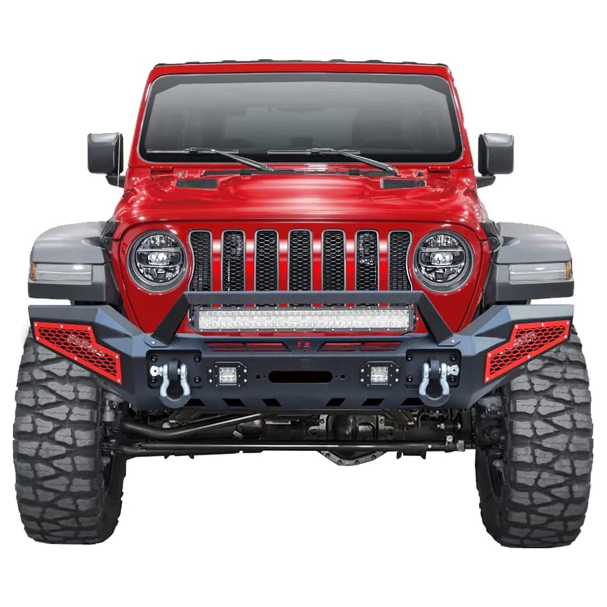 Front & Rear Bumper Combos with Winch Plate LED Work Lights Q376