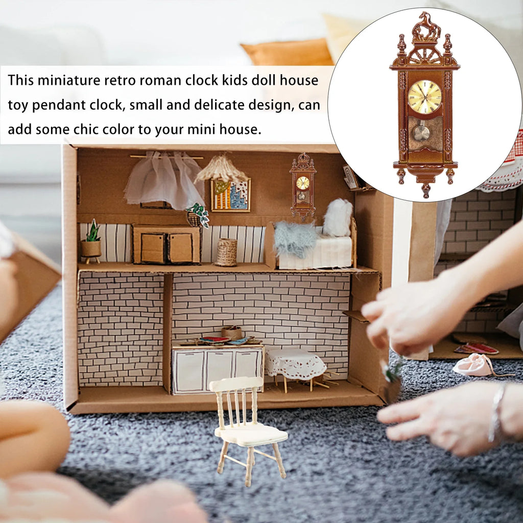 Metal Dollhouse Hanging Clock Toy Doll Furniture X13831