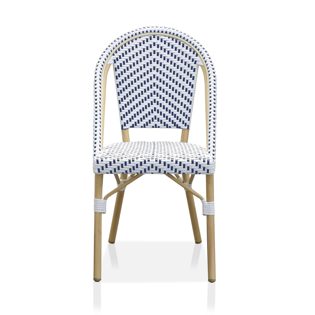 Natural Tone Patio Bistro Chairs (Set of 2) - Blue & White X385