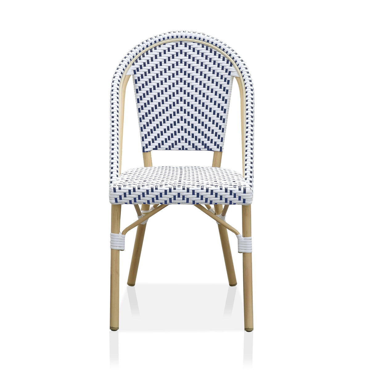Natural Tone Patio Bistro Chairs (Set of 2) - Blue & White X385