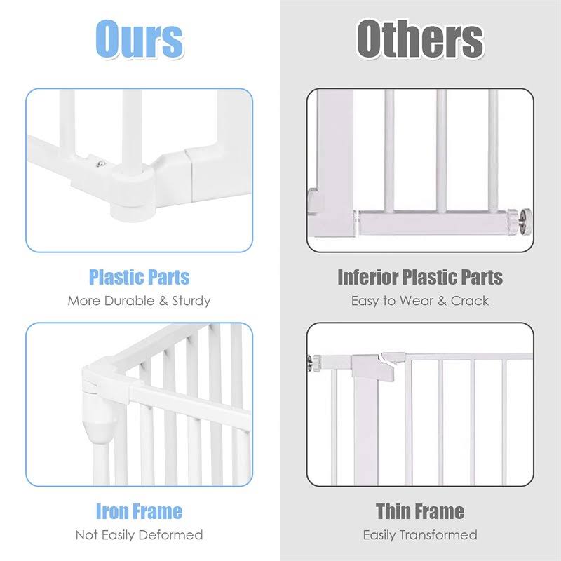8 Panel Metal Gate Baby Pet Fence Playpen Barrier White C4562