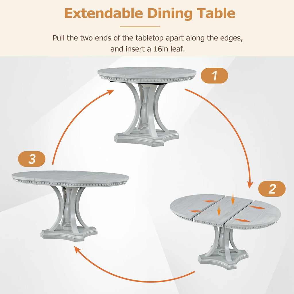 5 Piece Gray Wood Dining Table Set with 4 Upholstered Chairs E30339