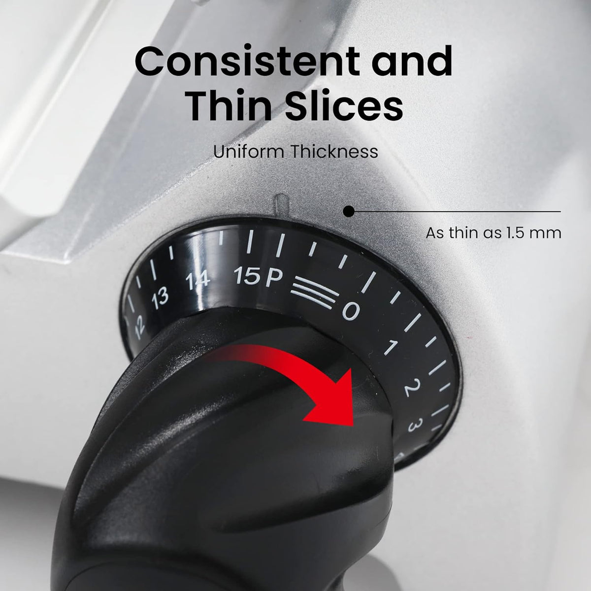 Electric Meat Slicer with 8.7 Italian Carbon Steel Blade, 0.5mm to 15mm Adjustable Slicing Thickness H250718