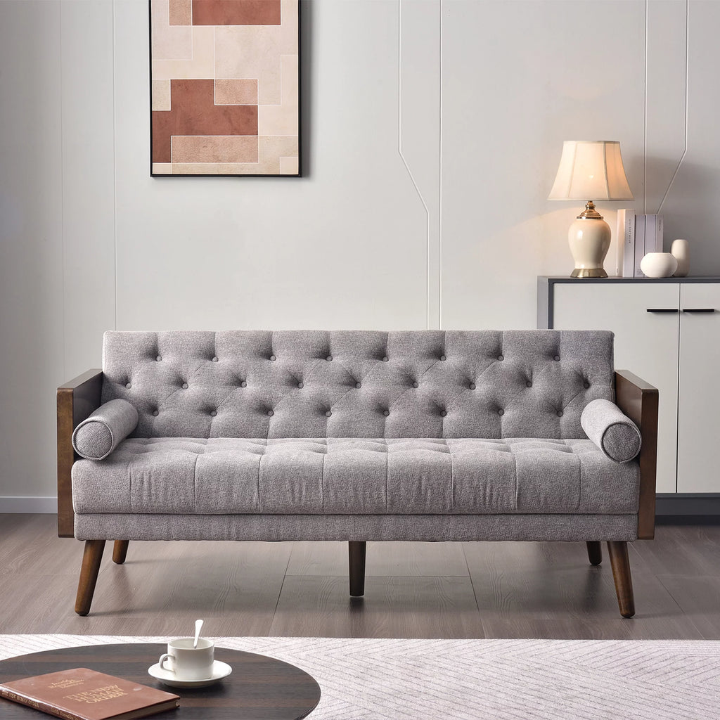 70 inch Grey Chenille Convertible Futon Sofa Bed H855366