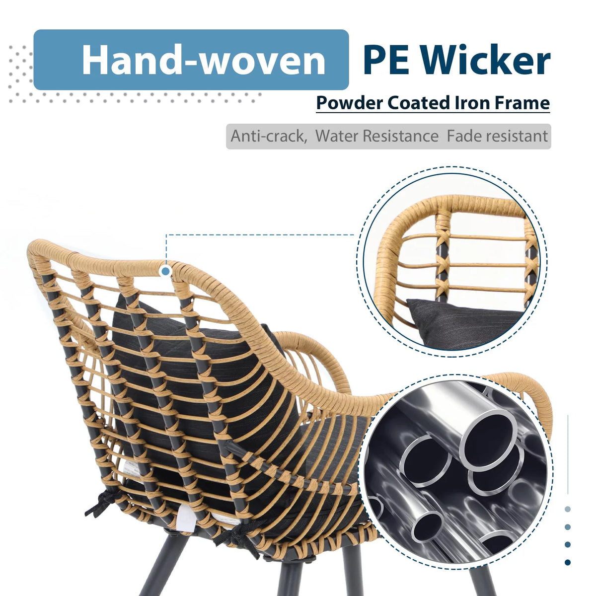 Wicker Outdoor Chairs Set of 2 with Cushions B7028