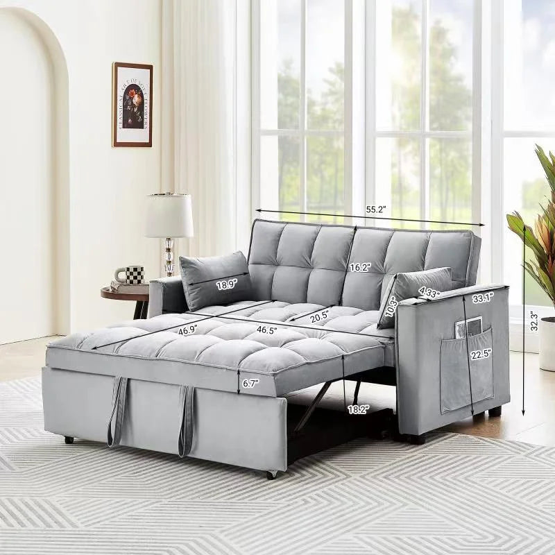Black Velvet 3 in 1 Sleeper Sofa Bed V1345