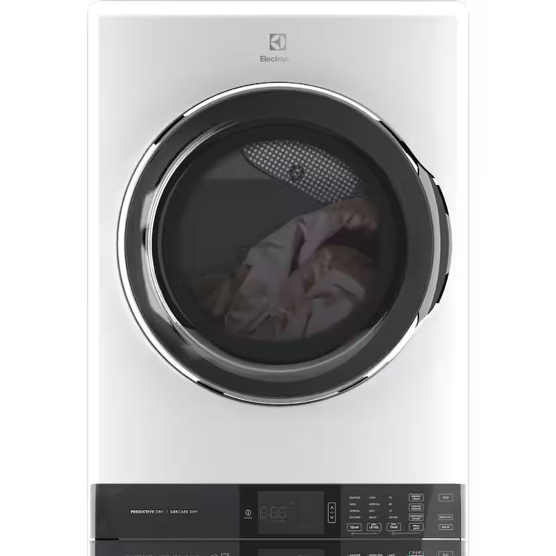 White Stacked Washer and Gas Dryer Laundry Tower T807