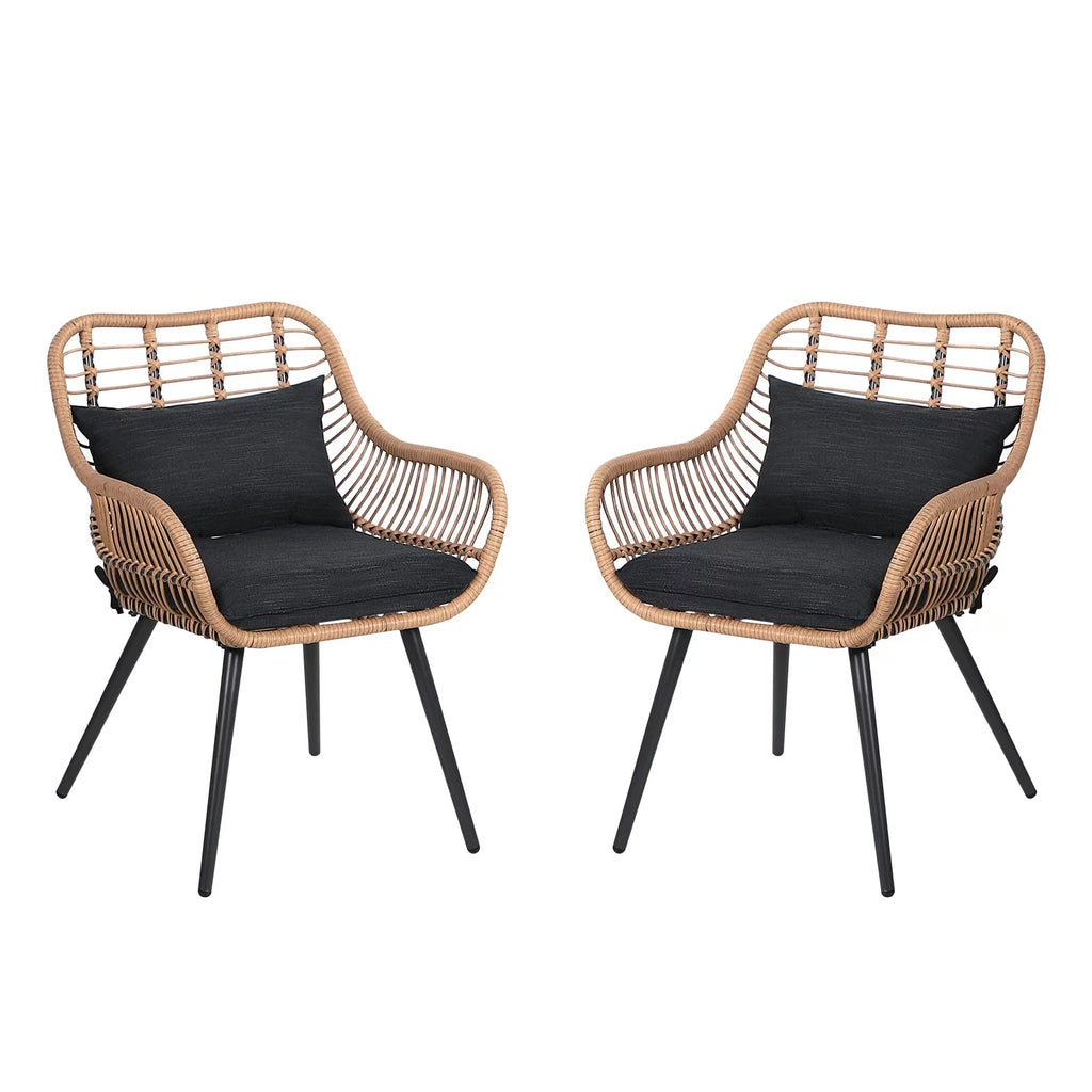 Wicker Outdoor Chairs Set of 2 with Cushions B7028