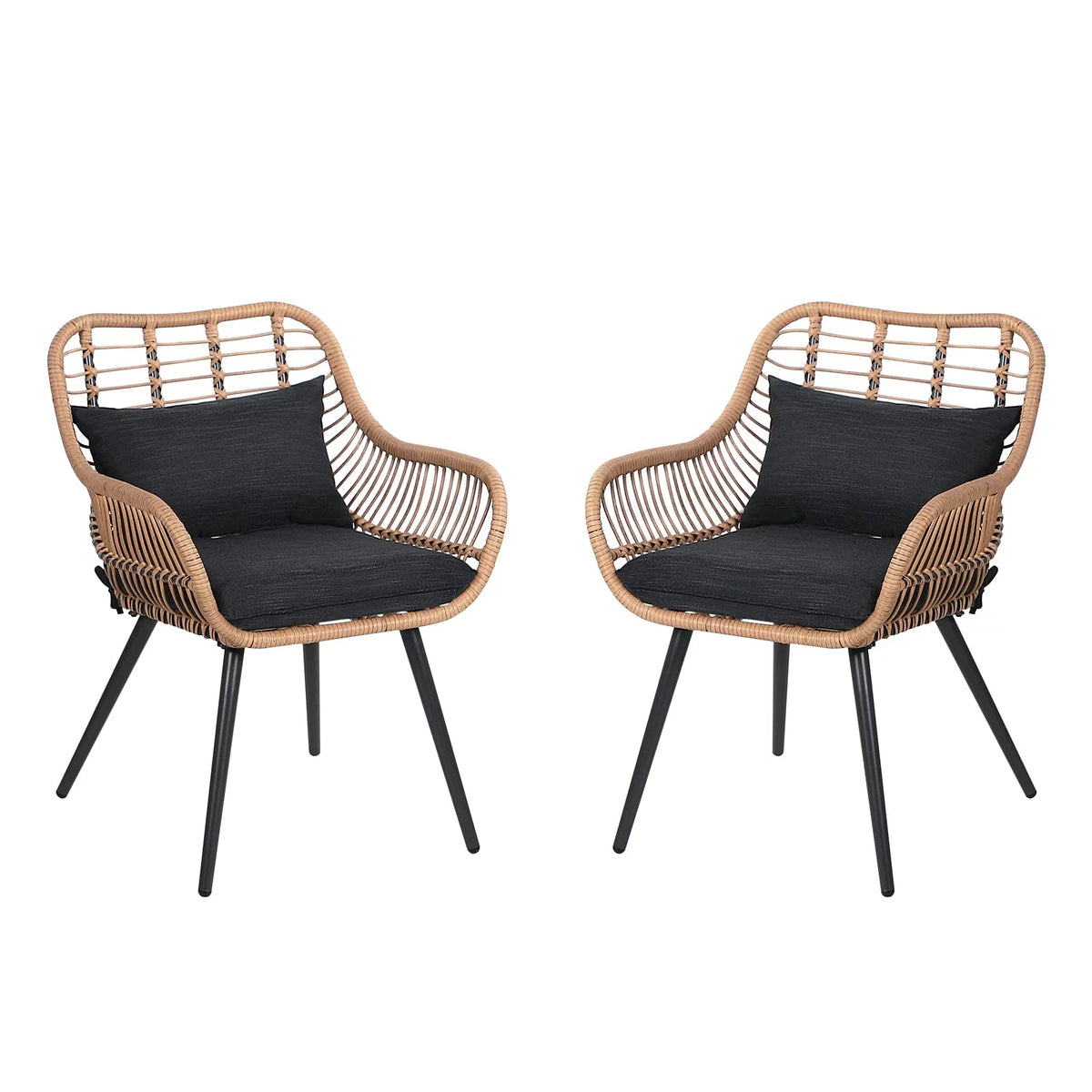 Wicker Outdoor Chairs Set of 2 with Cushions B7028