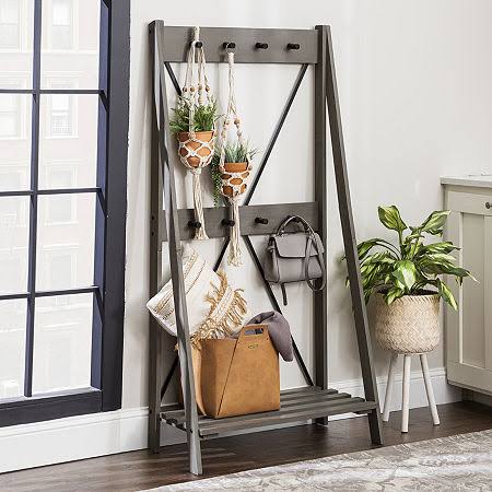 Grey Solid Wood Hall Tree K4978