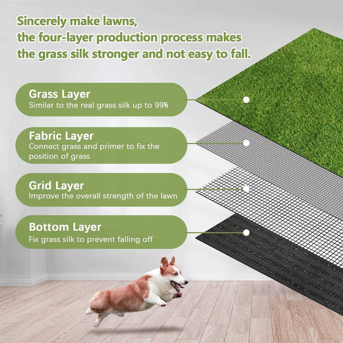 39.4 x 31.5 Inches Washable Artificial Grass Rug X803990