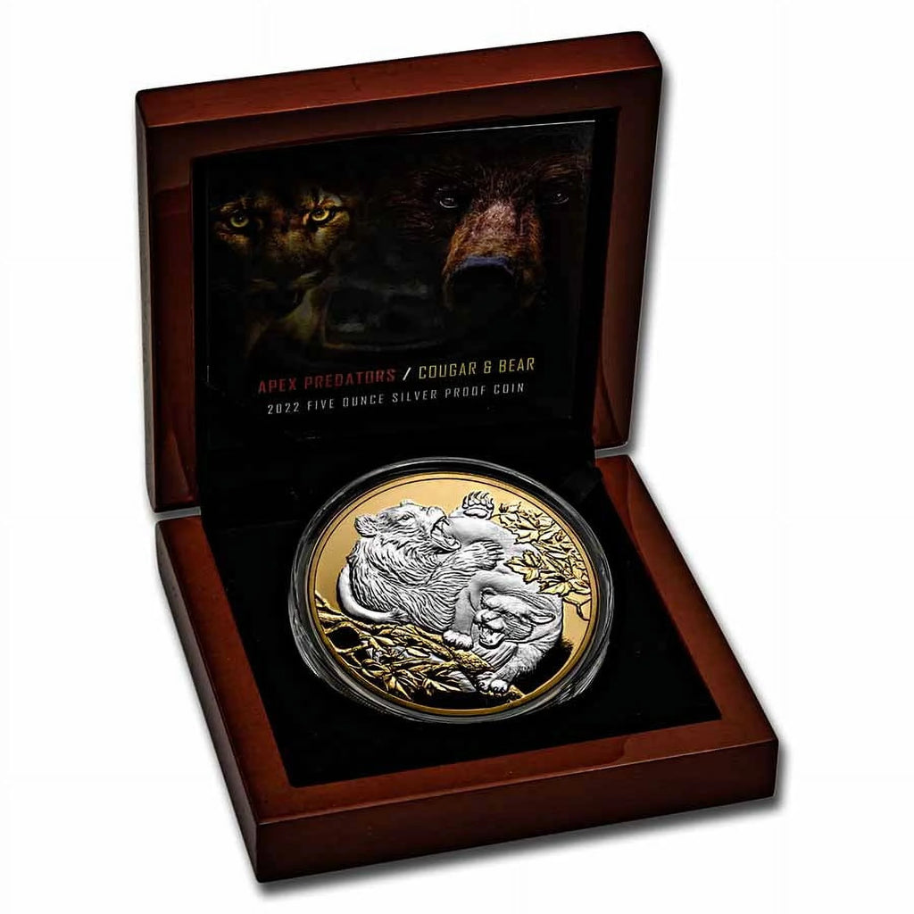 Cougar vs Bear 5 oz Silver Proof Coin D86006