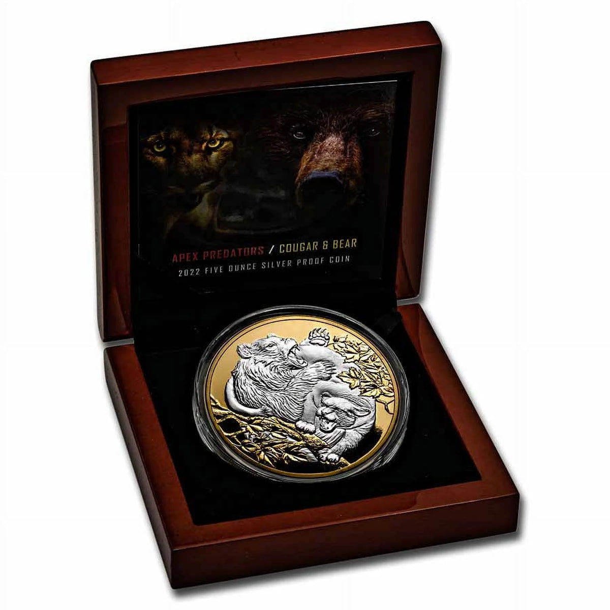 Cougar vs Bear 5 oz Silver Proof Coin D86006