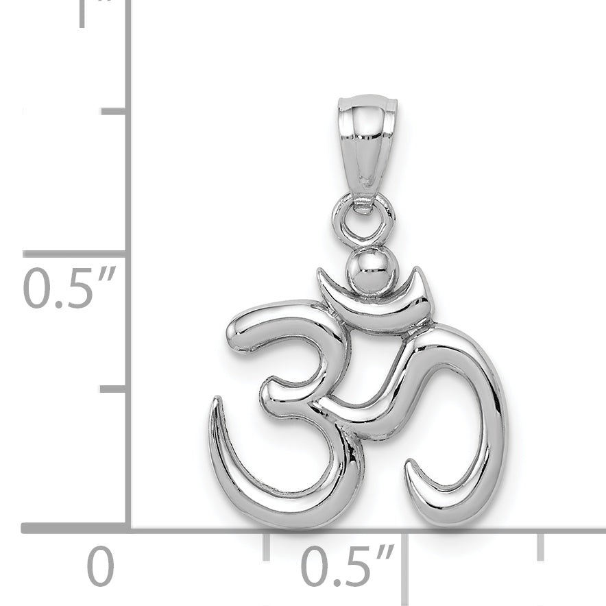14K White Gold Om Symbol Pendant With 14K Yellow Gold Rope Chain 16" X25313