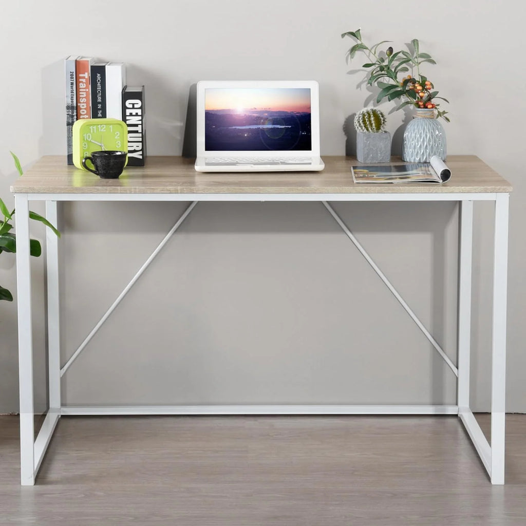 47.2 Inch Light Brown and White Computer Desk with Metal Frame U909