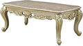 White Wooden Coffee Table With Decorative Polyresin Carvings E4575