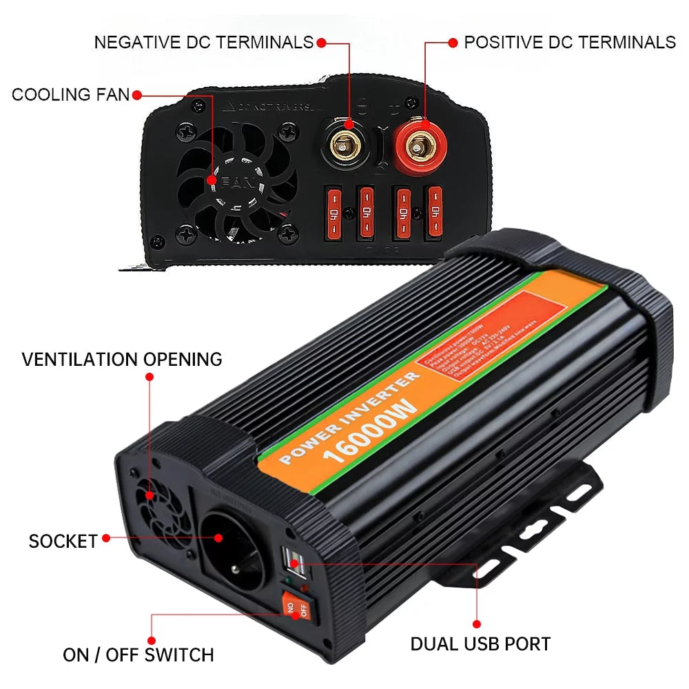 16000 Watts Power Inverter Converter DC 12V to AC 110V F4582