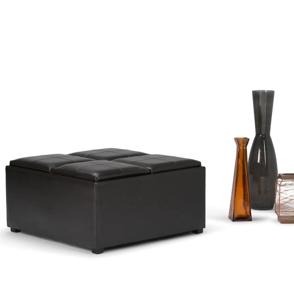 Distressed Black Square Table Ottoman M10605