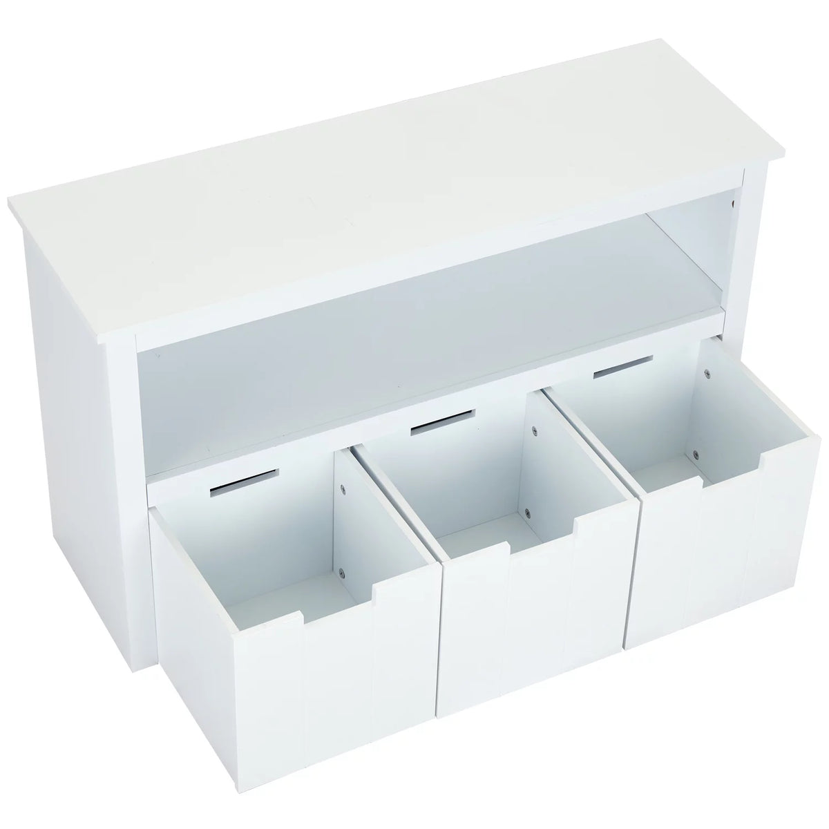 White Storage Cabinet with 3 Rolling Box Cubes and Large Shelf L698407
