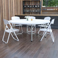 6-Foot Round Bi-Fold White Plastic Folding Table with Carrying Handle A229