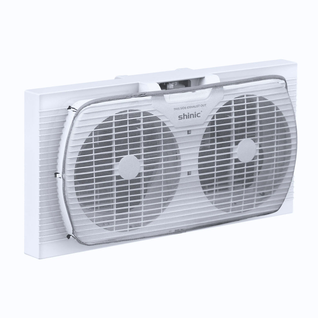 9 3-Speed Twin Window Fan with Bug Screen, White Q232